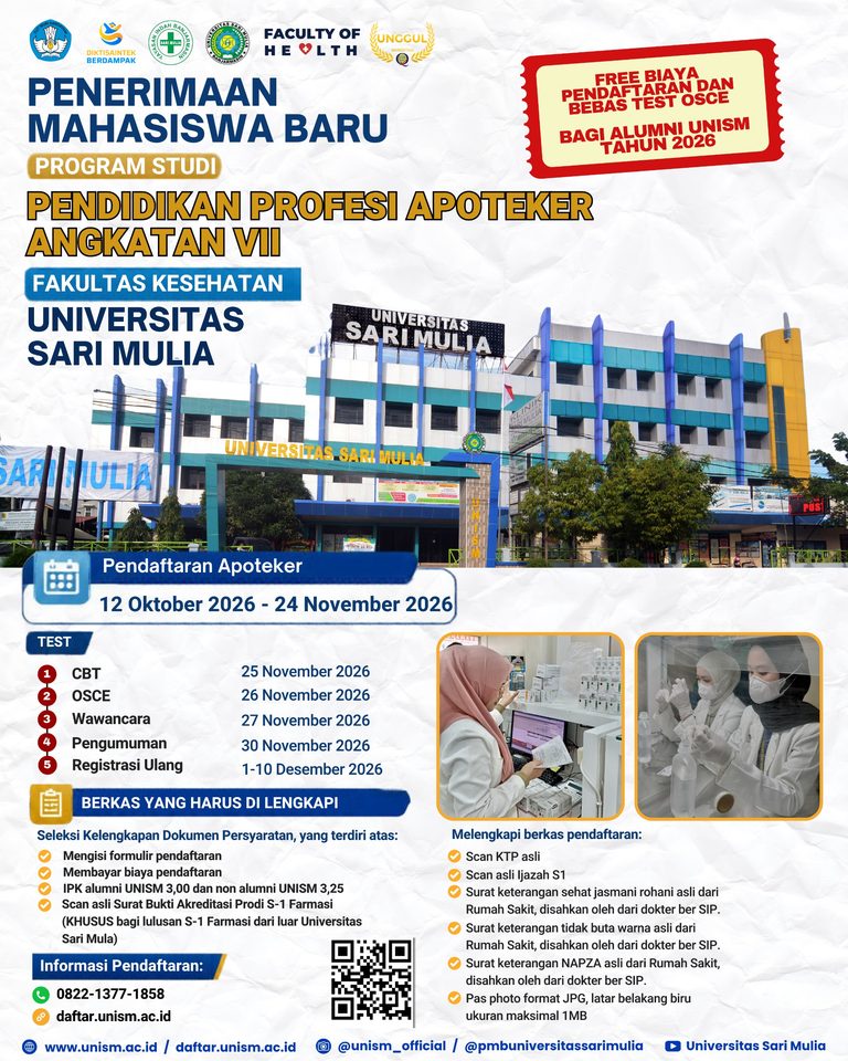 Penerimaan Mahasiswa Baru Profesi Apoteker Angkatan VII TA.2026/2027